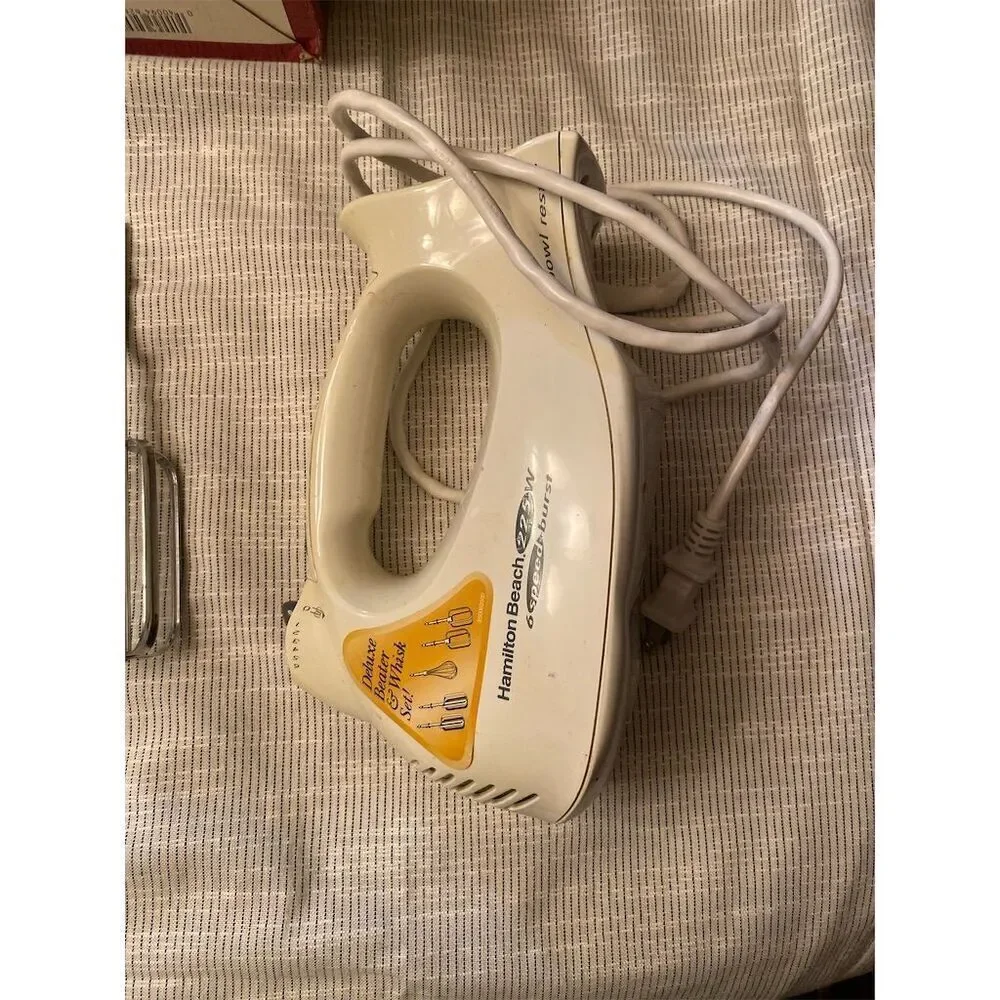 Hamilton Beach Power Deluxe Hand Mixer 6-Speed White with Attachments